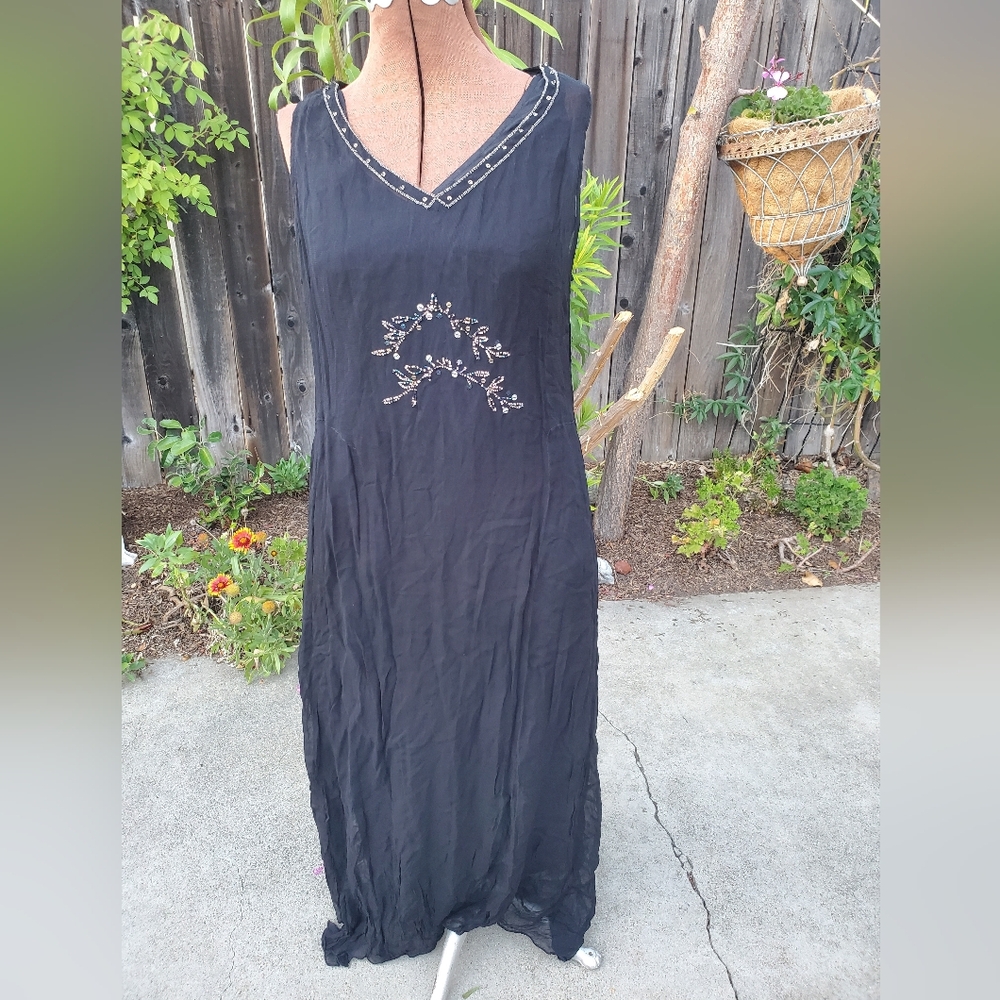 April Cornell Black Floral Midi Dress
